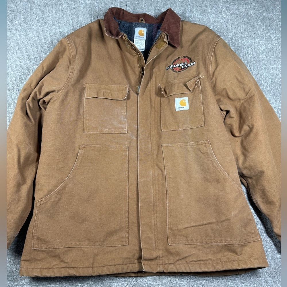 VTG Carhartt Blanket Lined CO4 Barn Duck Chore Coat Jacket Union Made Size 48